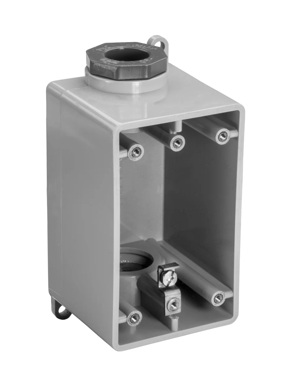 Garvin Industries FDC Type Box, Single Gang, 1/2" Conduit, Surface Mount, PVC