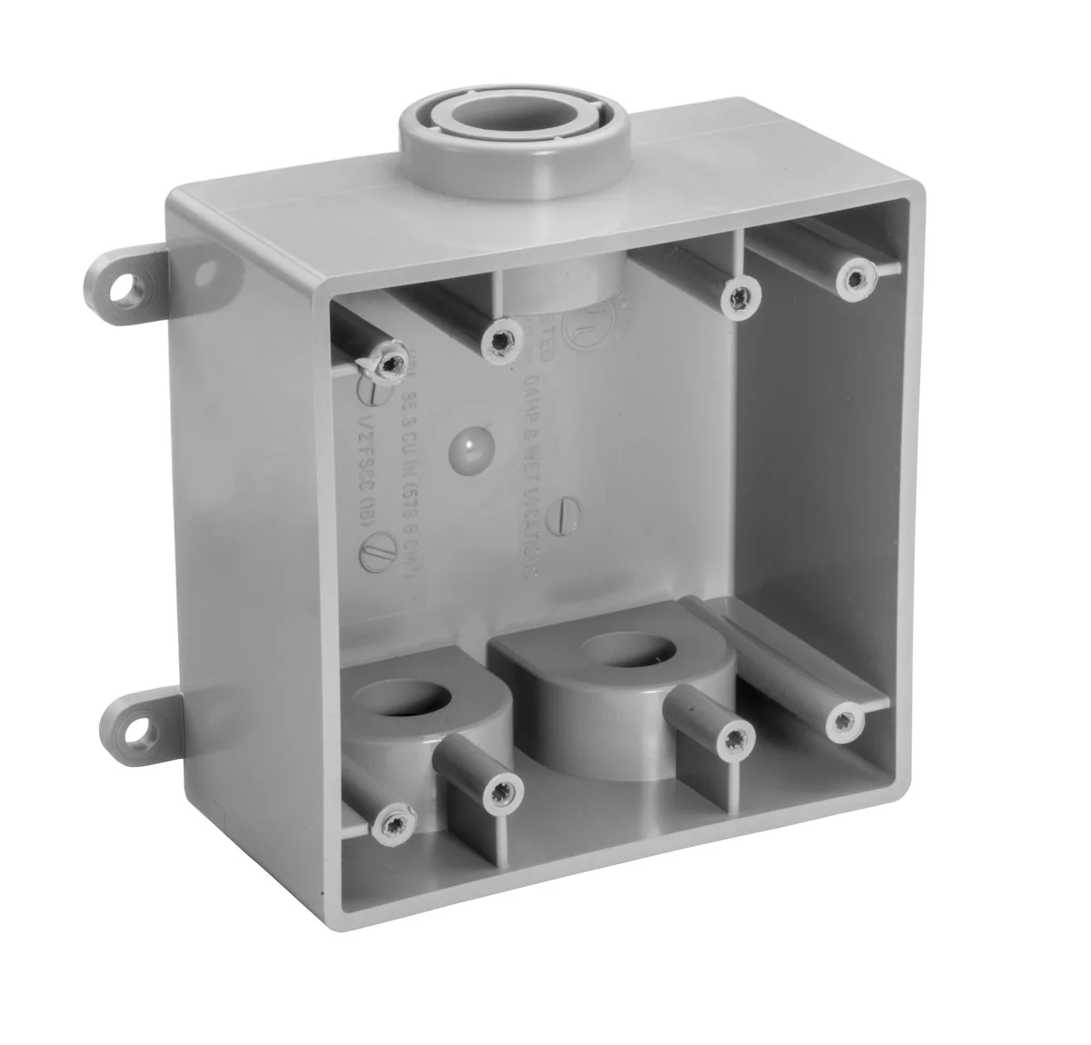 Garvin Industries FSCC Type Box, Double Gang, 1/2" Conduit Hubs, PVC, Surface Mount
