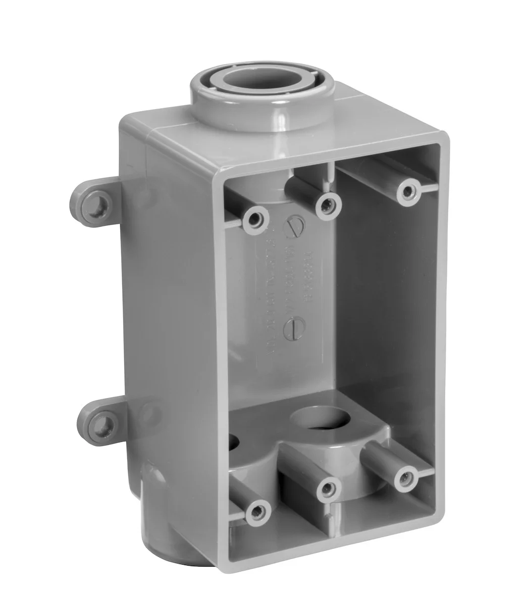 Garvin Industries FSCC Type Box, Single Gang, 1" PVC, Surface Mount, 3 Hubs