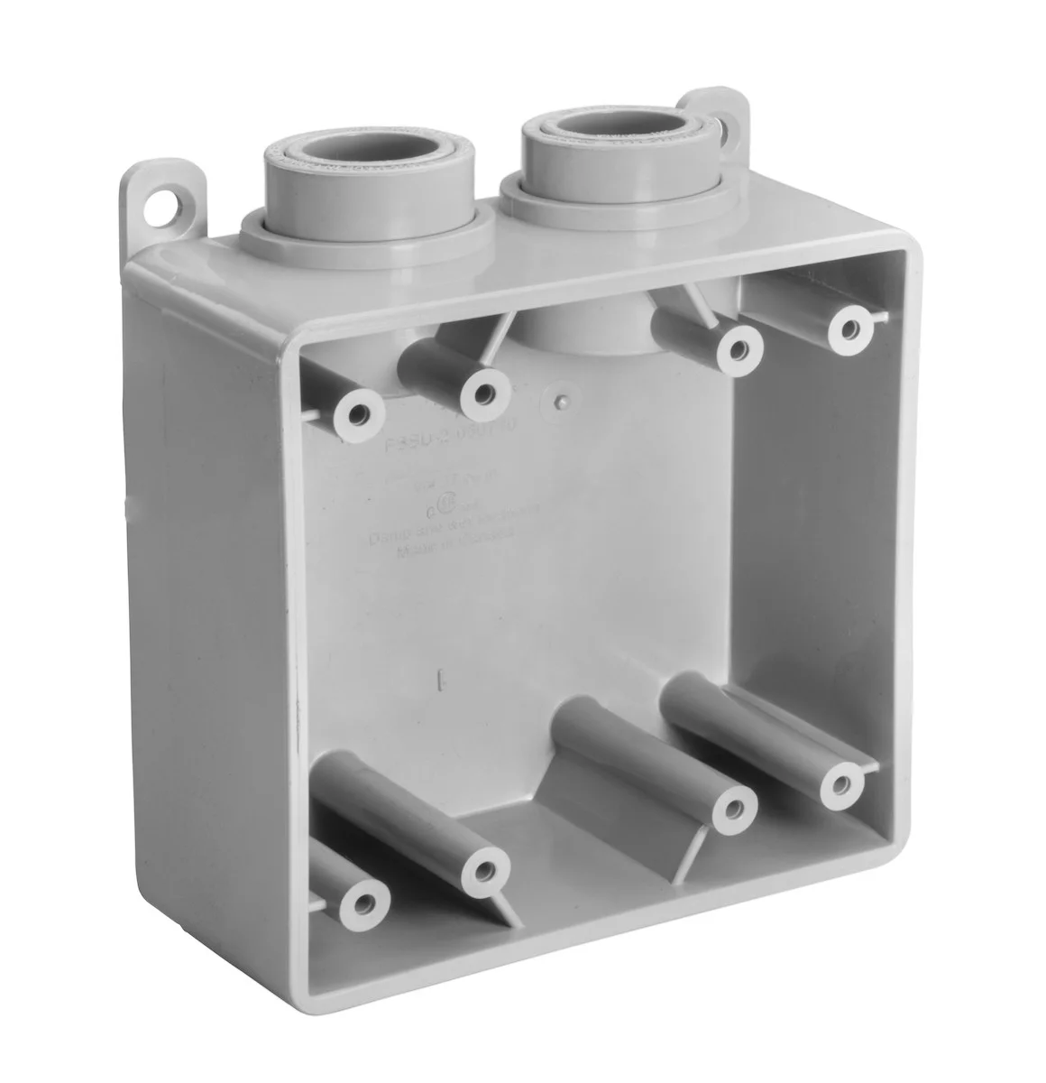 Garvin Industries FSS Type Box, Double Gang, 1/2" Conduit Hubs, PVC, 4.5625" x 4.5625" x 2.375"
