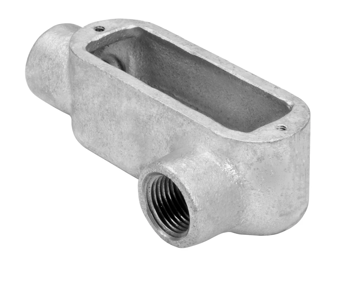 Garvin Industries LL10M, 4" Threaded LL Type Rigid Conduit Body, Malleable Iron, Zinc Plated Aluminum Enameled