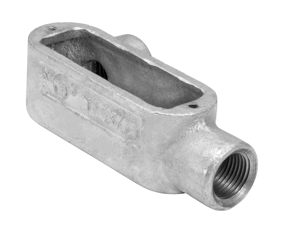 Garvin Industries LL10M, 4" Threaded LL Type Rigid Conduit Body, Malleable Iron, Zinc Plated Aluminum Enameled - view 2