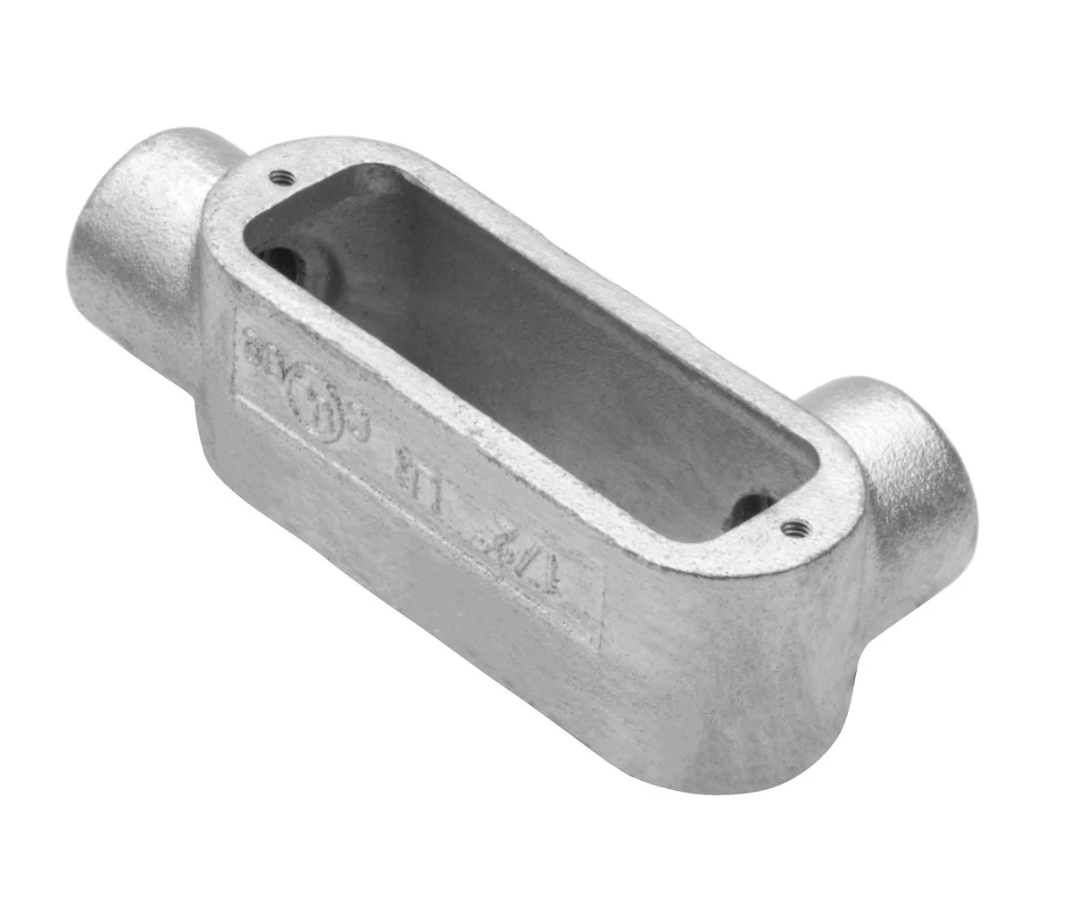 Garvin Industries LR2M, 3/4" Threaded LR Type Conduit Body, Malleable Iron, Zinc Plated, Aluminum Enameled - view 2