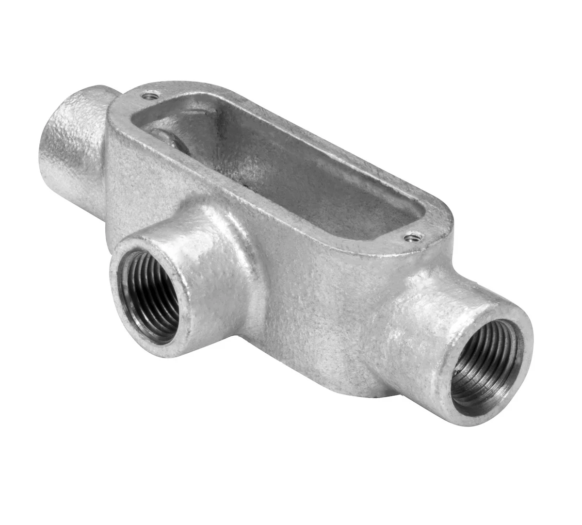 Garvin Industries Rigid Conduit Body, T Type, 1-1/2", Hot Dip Galvanized, Malleable Iron
