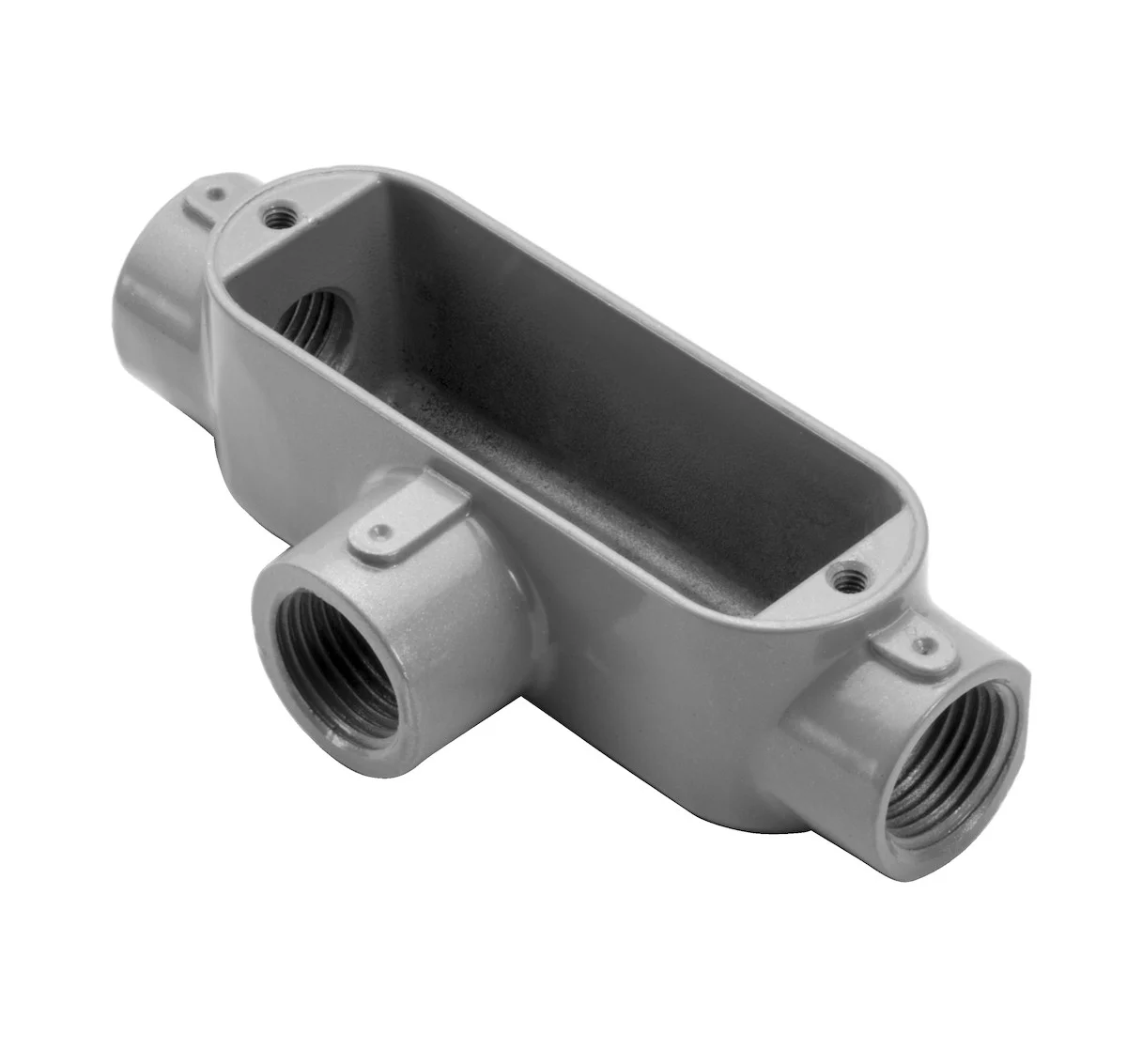 Garvin Industries Rigid Conduit Body, Threaded T Type, 4" Hub, 4 Max Wire, 350 MCM Max Wire Size, Aluminum