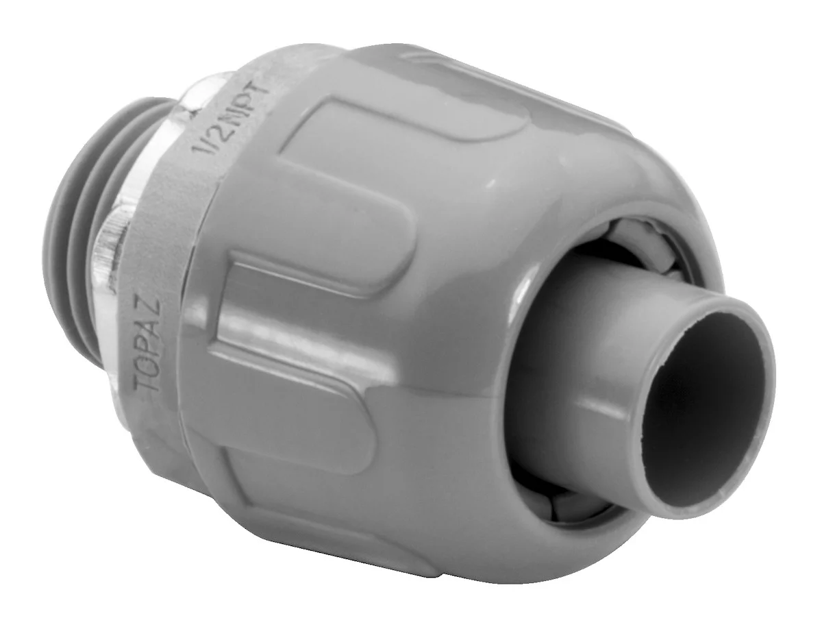 Garvin Industries Straight Liquidtight Connector, 1-1/2", Gray Nylon