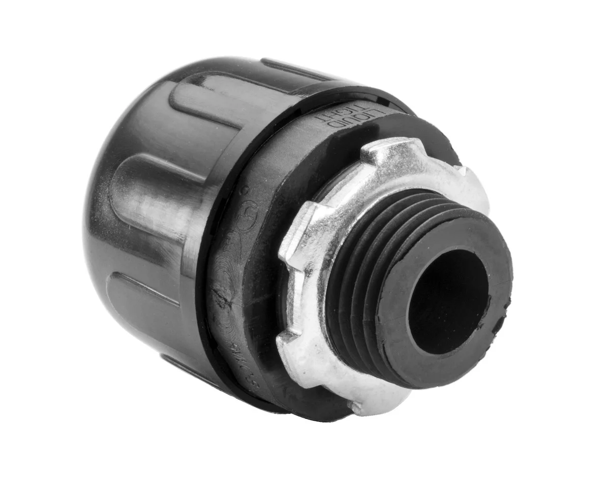 Garvin Industries Straight Liquidtight Connector, 1-1/2 Inch, Black Nylon