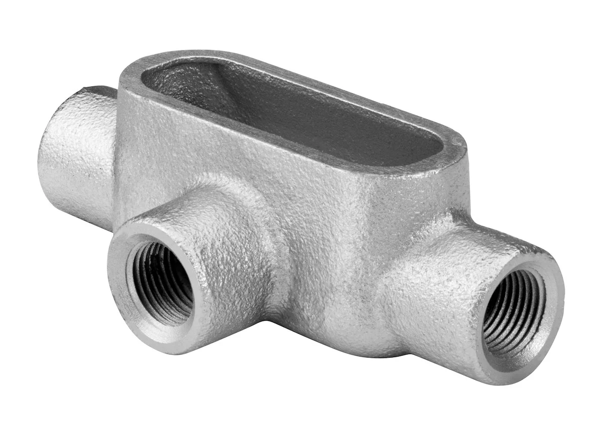 Garvin Industries Rigid Conduit Body, T Type, Form 7, 1-1/2" Hub, 3 Max Conductors, 2 AWG Max, 24in³ Volume