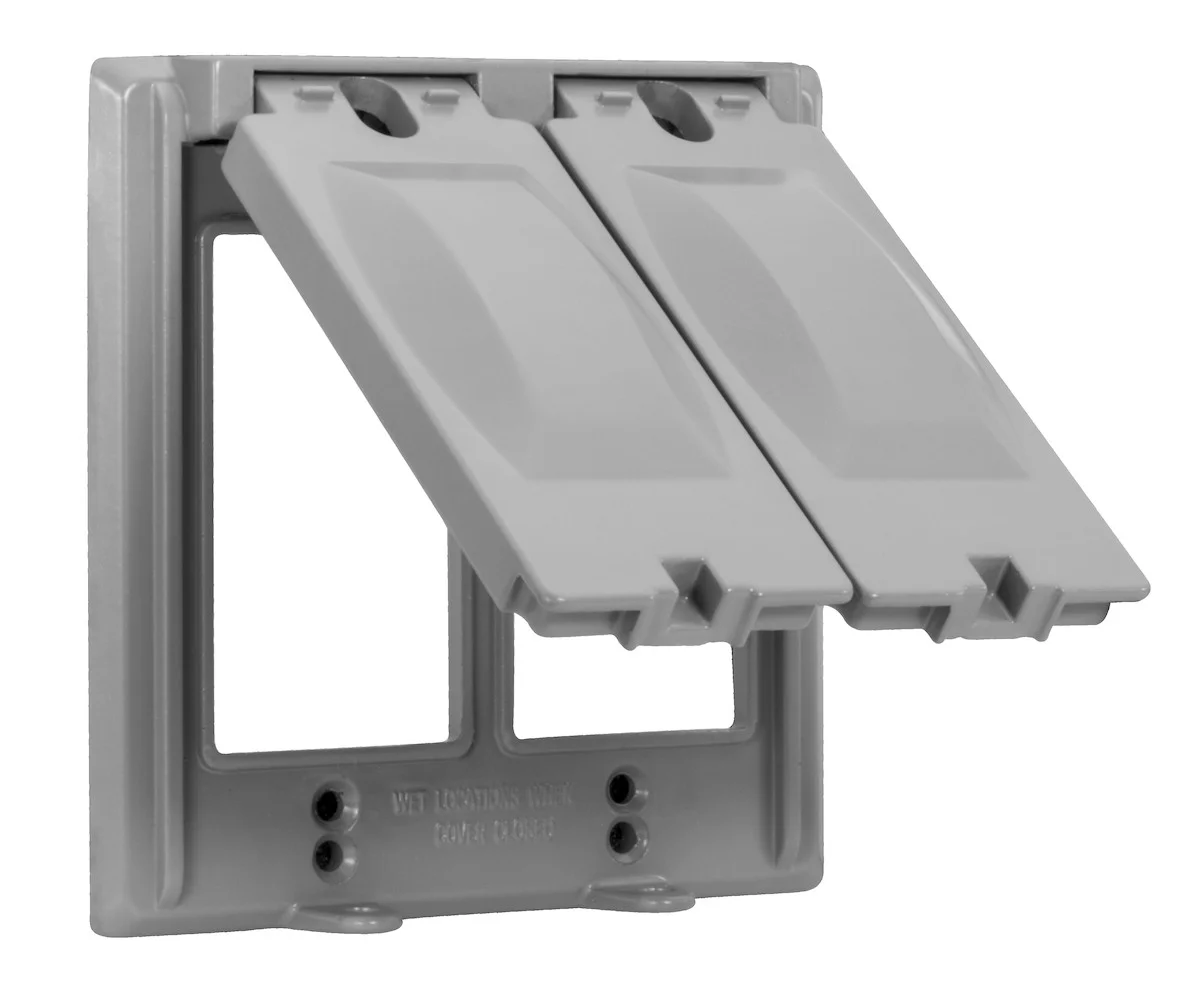 Garvin Industries WC2225, Die-Cast Aluminum Double Gang Cover, 16-in-1 Vertical Multi-Use, Gray, 4.56" x 4.56"