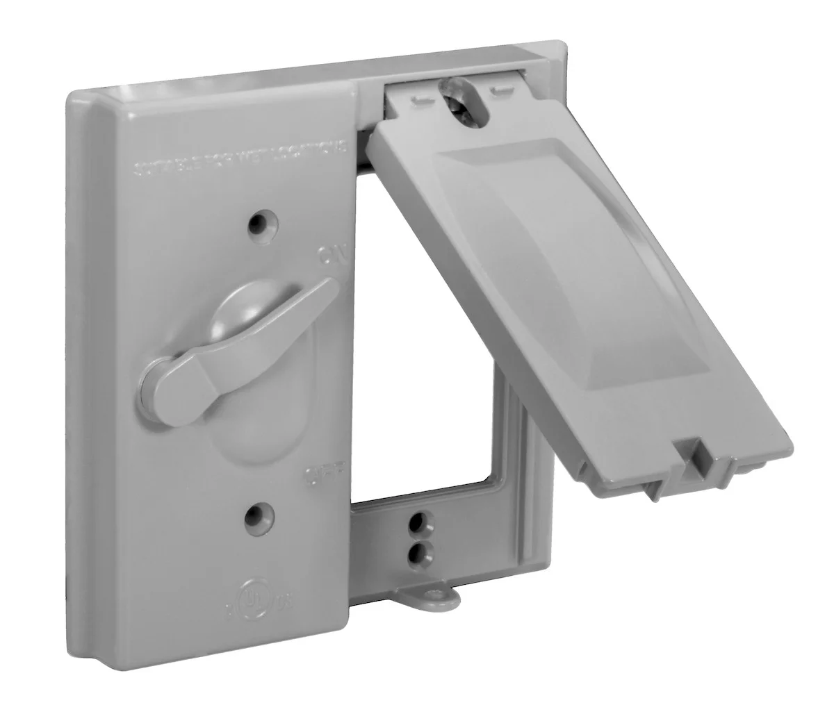 Garvin Industries WC25GFI, Double Gang 5-in-1 Combo Cover Toggle Switch, Die-Cast Aluminum, Gray, NEMA 3R, Wet Location