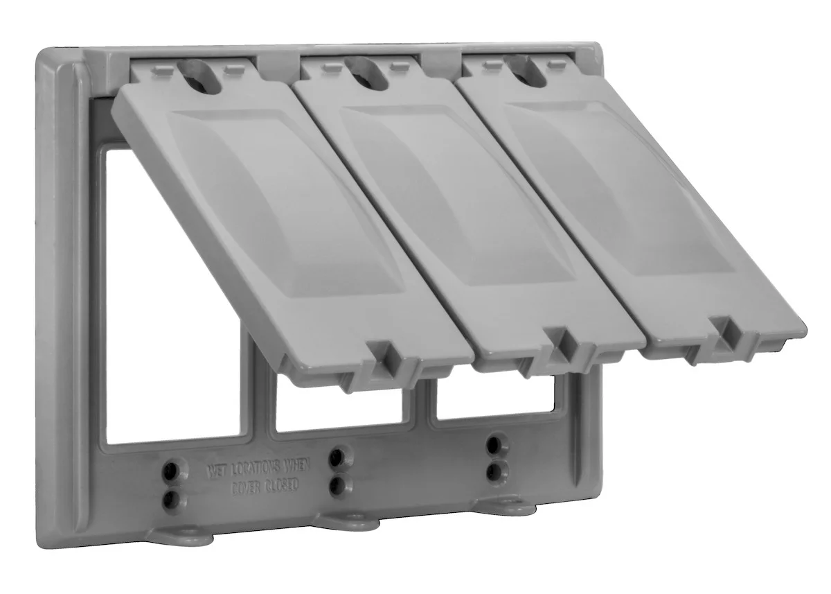 Garvin Industries WC3325, Die-Cast Aluminum Triple Gang Cover, 64-in-1 Vertical Multi-Use, Spring Loaded Lid, Gray