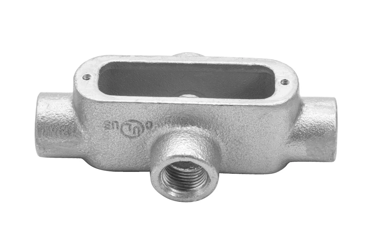 Garvin Industries Rigid Conduit Body, Threaded X Type, Malleable Iron, 1/2 Inch, Zinc Plated Aluminu...
