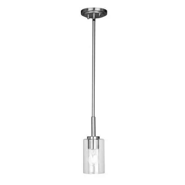 GlobaLux Ablo 1-Light Pendant, Clear Glass, Medium Base, 60W, 120V, Brushed Nickel|Black|Aged Brass