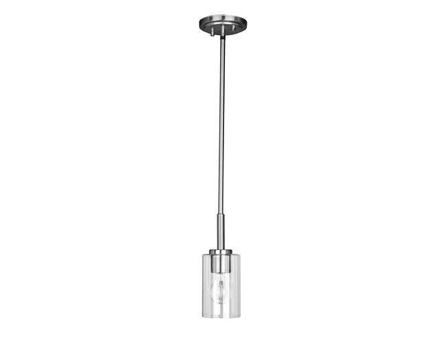 GlobaLux Ablo 1-Light Pendant, Clear Glass, Medium Base, 60W, 120V, Brushed Nickel|Black|Aged Brass - view 2