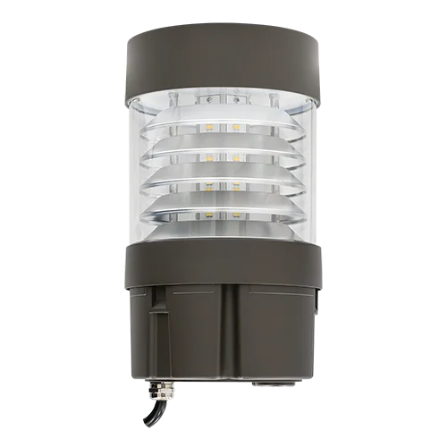 GlobaLux BLR2 Series Round LED Bollard, Adjustable Wattage (24W/19W/14W), Multi-Voltage (120-277V), ...