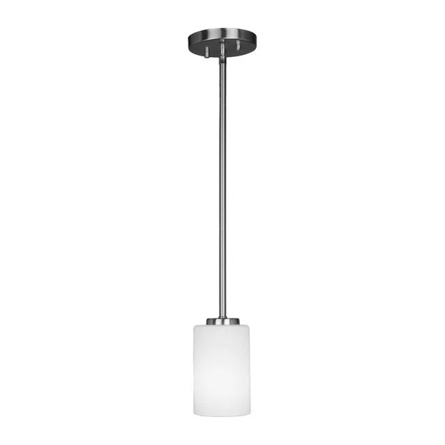 GlobaLux Burling 1-Light Mini-Pendant, Frosted White Glass, Brushed Nickel|Black|Aged Brass, 120V, 1 x 60W