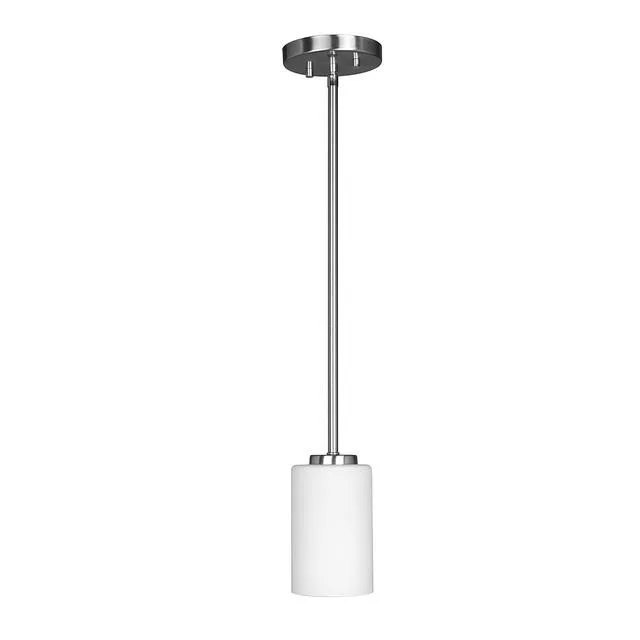 GlobaLux Burling 1-Light Mini-Pendant, Frosted White Glass, Brushed Nickel|Black|Aged Brass, 120V, 1 x 60W - view 2