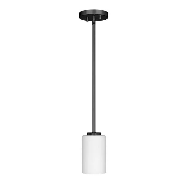 GlobaLux Burling 1-Light Mini-Pendant, Frosted White Glass, Brushed Nickel|Black|Aged Brass, 120V, 1 x 60W - view 3
