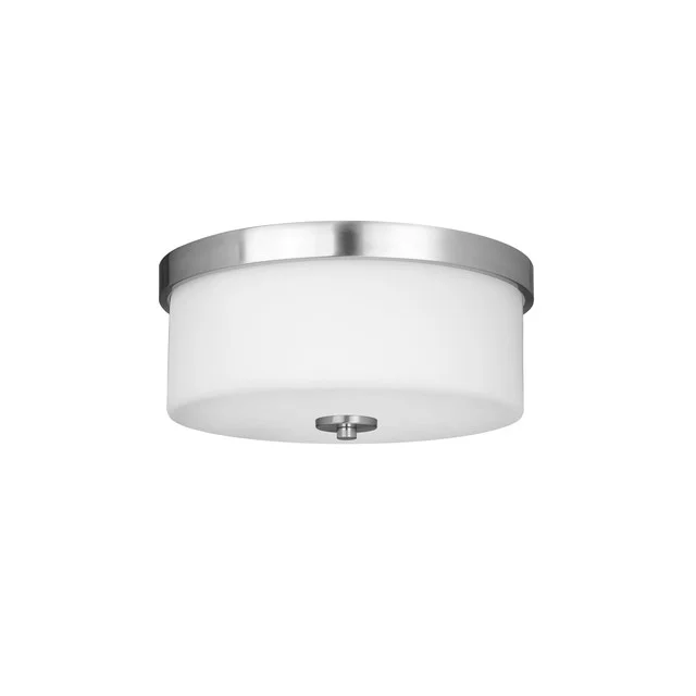 GlobaLux Burling 2-Light Flush Mount, Frosted White Glass, 2x60W, 120V, Medium Base, Brushed Nickel|Black|Aged Brass