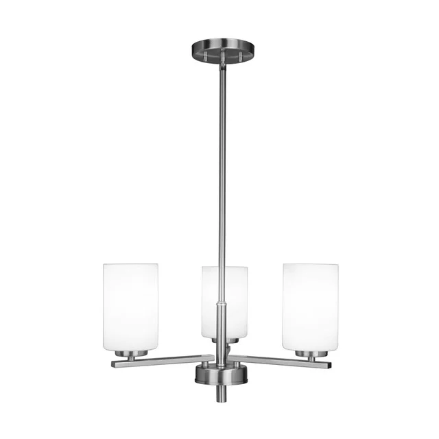 GlobaLux Burling 3-Light Chandelier, Frosted White Glass, Brushed Nickel|Black|Aged Brass, 3x60W, 120V