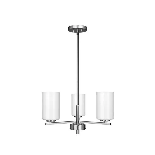 GlobaLux Burling 3-Light Chandelier, Frosted White Glass, Brushed Nickel|Black|Aged Brass, 3x60W, 120V - view 2