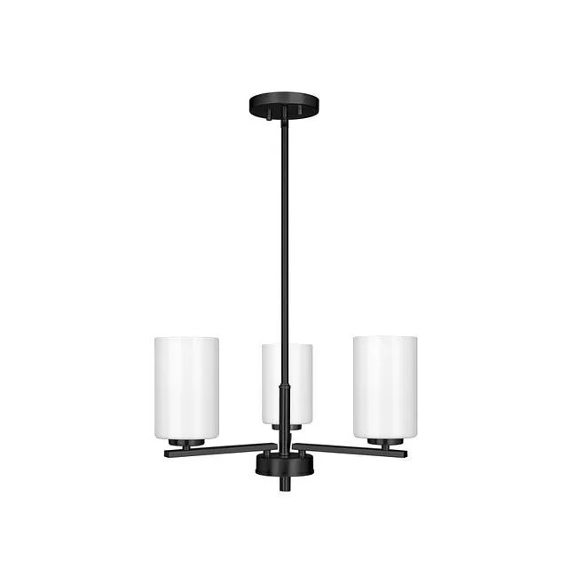 GlobaLux Burling 3-Light Chandelier, Frosted White Glass, Brushed Nickel|Black|Aged Brass, 3x60W, 120V - view 3