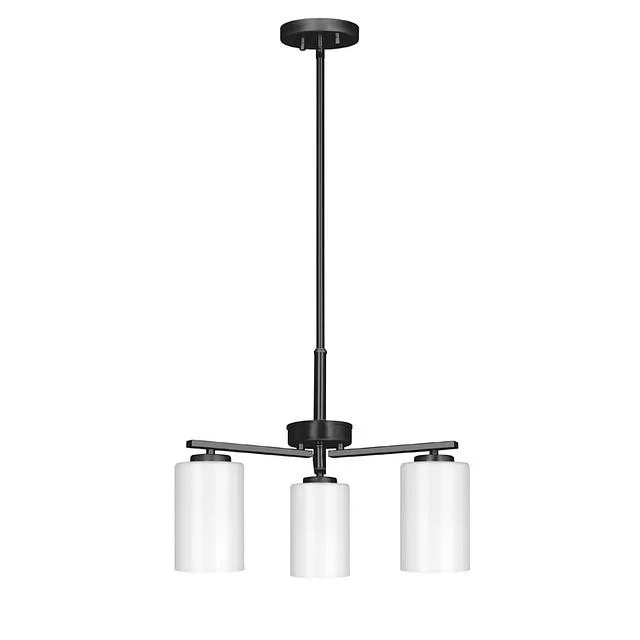 GlobaLux Burling 3-Light Chandelier, Frosted White Glass, Brushed Nickel|Black|Aged Brass, 3x60W, 120V - view 4