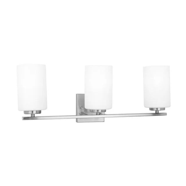 GlobaLux Burling 3-Light Vanity, 3-Light, Frosted White Glass, Brushed Nickel/Black/Aged Brass, 120V