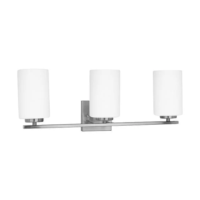 GlobaLux Burling 3-Light Vanity, 3-Light, Frosted White Glass, Brushed Nickel/Black/Aged Brass, 120V - view 2