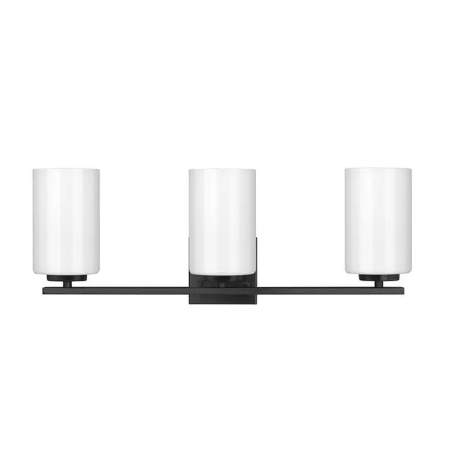 GlobaLux Burling 3-Light Vanity, 3-Light, Frosted White Glass, Brushed Nickel/Black/Aged Brass, 120V - view 3