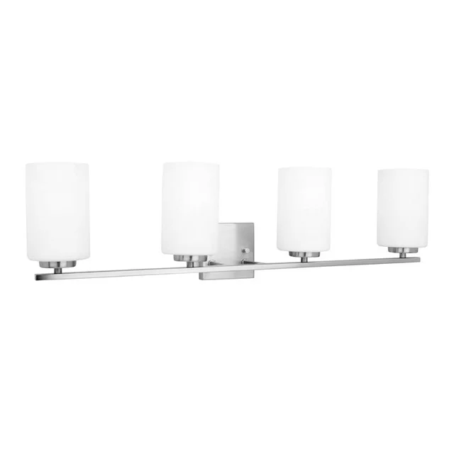GlobaLux Burling 4-Light Vanity, 4-Light, Medium Base, 4x60W, 120V, Frosted White Glass, Brushed Nickel|Black|Aged Brass