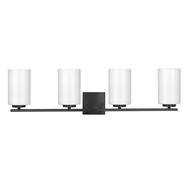GlobaLux Burling 4-Light Vanity, 4-Light, Medium Base, 4x60W, 120V, Frosted White Glass, Brushed Nic...