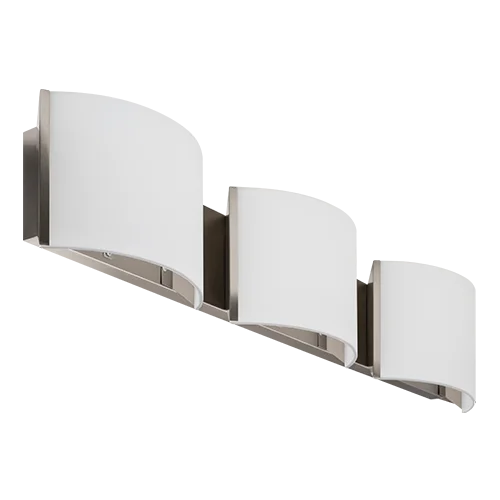 GlobaLux CVL Series Curved Glass Vanity Light, 3-Light, 24W LED, 120V Triac Dimming, 3000K, 80 CRI, Brushed Nickel
