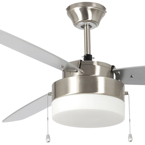 GlobaLux ECF Series 52" Dual Mount Ceiling Fan, 3 Blades, 2 Medium Base Sockets, 120V, 3000K, Brushe...