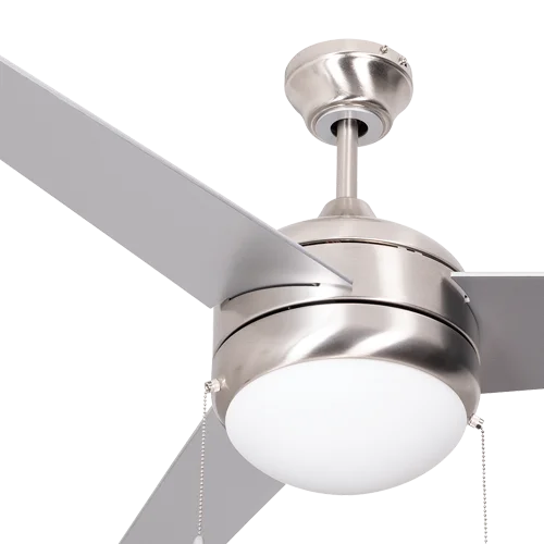 GlobaLux ESKY Series, 52" Dual Mount Ceiling Fan, 3 Blades, 19W Integrated LED, 120V Triac Dimming, 3000K, 90CRI, Bru...