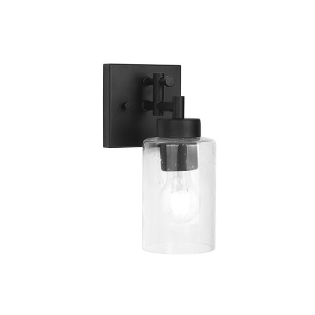 GlobaLux Everlyn 1-Light Bath Vanity, Clear Seeded Glass, Black Finish