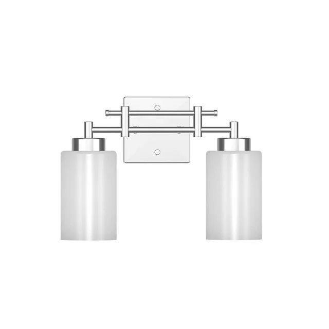 GlobaLux Everlyn 2-Light Bath Vanity, 2-Light, Frosted Glass, Brushed Nickel