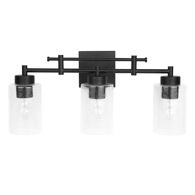 GlobaLux Everlyn 3-Light Bath Vanity, Clear Seeded Glass, Black Finish - view 2