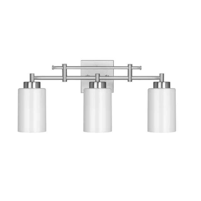 GlobaLux Everlyn 3-Light Bath Vanity, Frosted Glass, Brushed Nickel, 120V, 3 x 60W