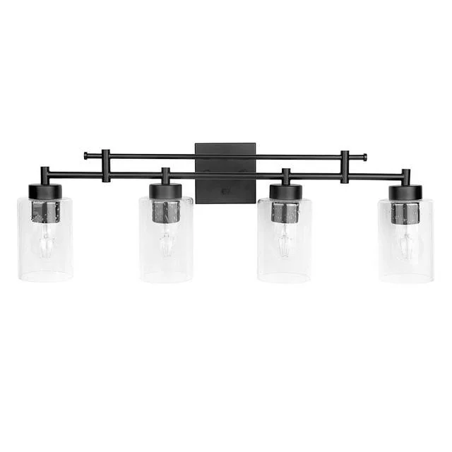 GlobaLux Everlyn 4-Light Bath Vanity, 4-Light, Frosted Glass, Brushed Nickel