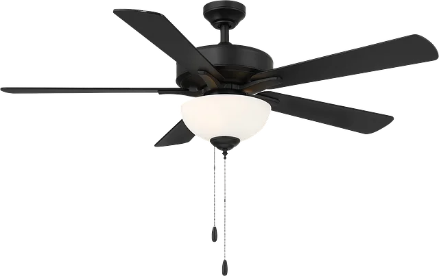 GlobaLux HES2 52" Ceiling Fan, 5 Blades, 2 Medium Base Sockets, 120V, 3000K, 80CRI, Black Finish, Black/Rusted Charco...