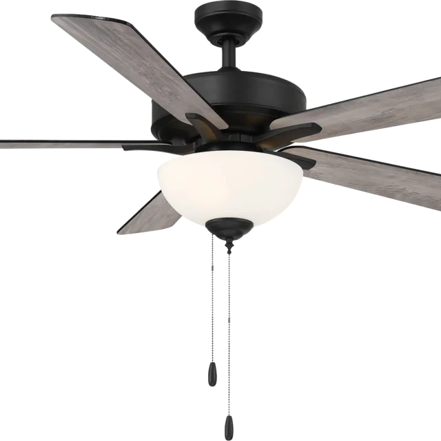 GlobaLux HES2 52" Ceiling Fan, 5 Blades, 2 Medium Base Sockets (2x9W, 650 Lumens), 120V, 3000K, 80CRI, Brushed Nickel...
