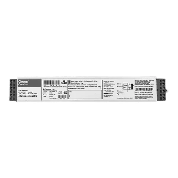 Green Creative LDE17U1UMN-VA120, Hi-lume 1% EcoSystem LED Driver, 4 Channel, External, T8/T5/PLL EXT 4 lamps compatib...