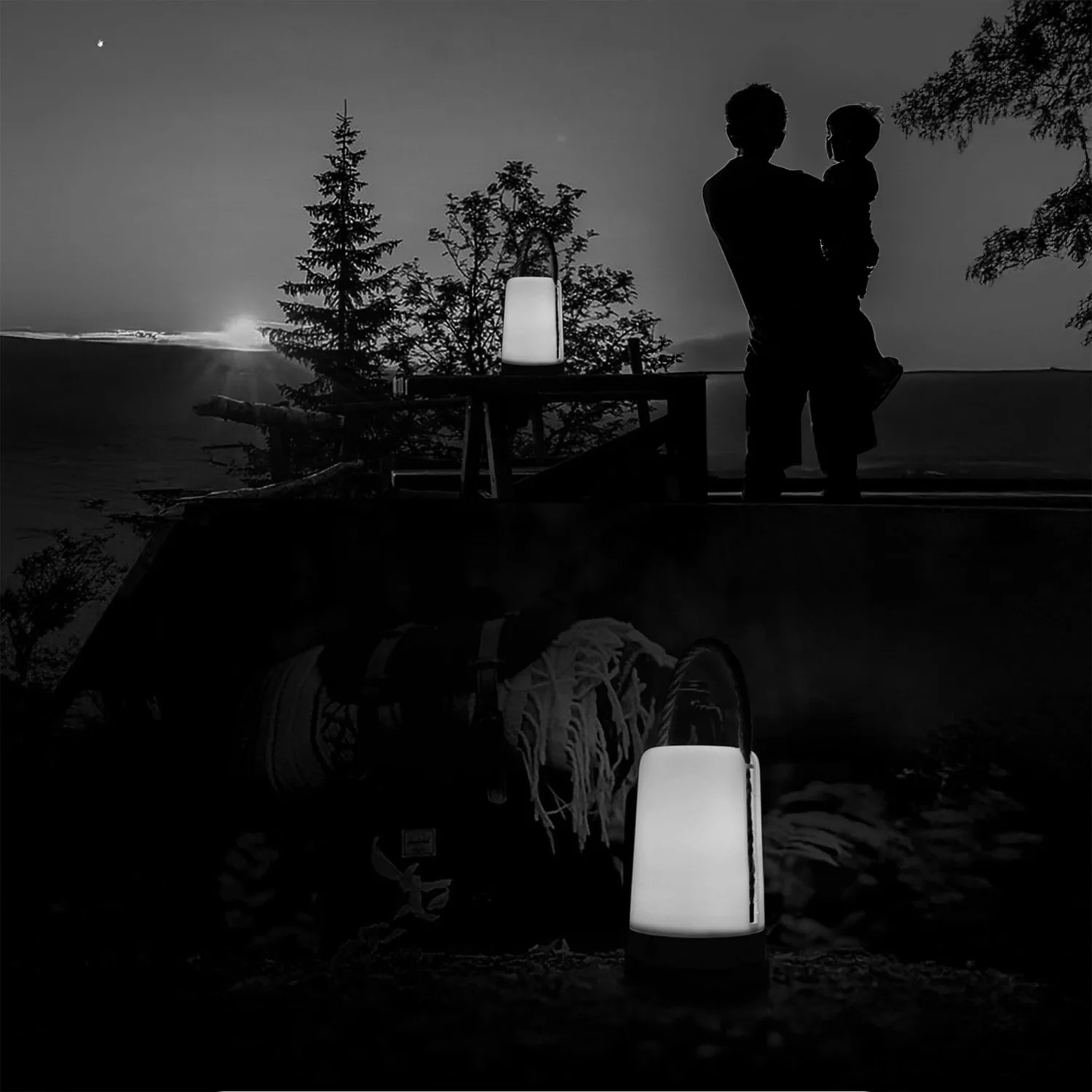 Groove Cordless LED Outdoor Table Lamp With Dimmer, Built-In Rechargeable Battery, 3-Level Brightness, White - view 2