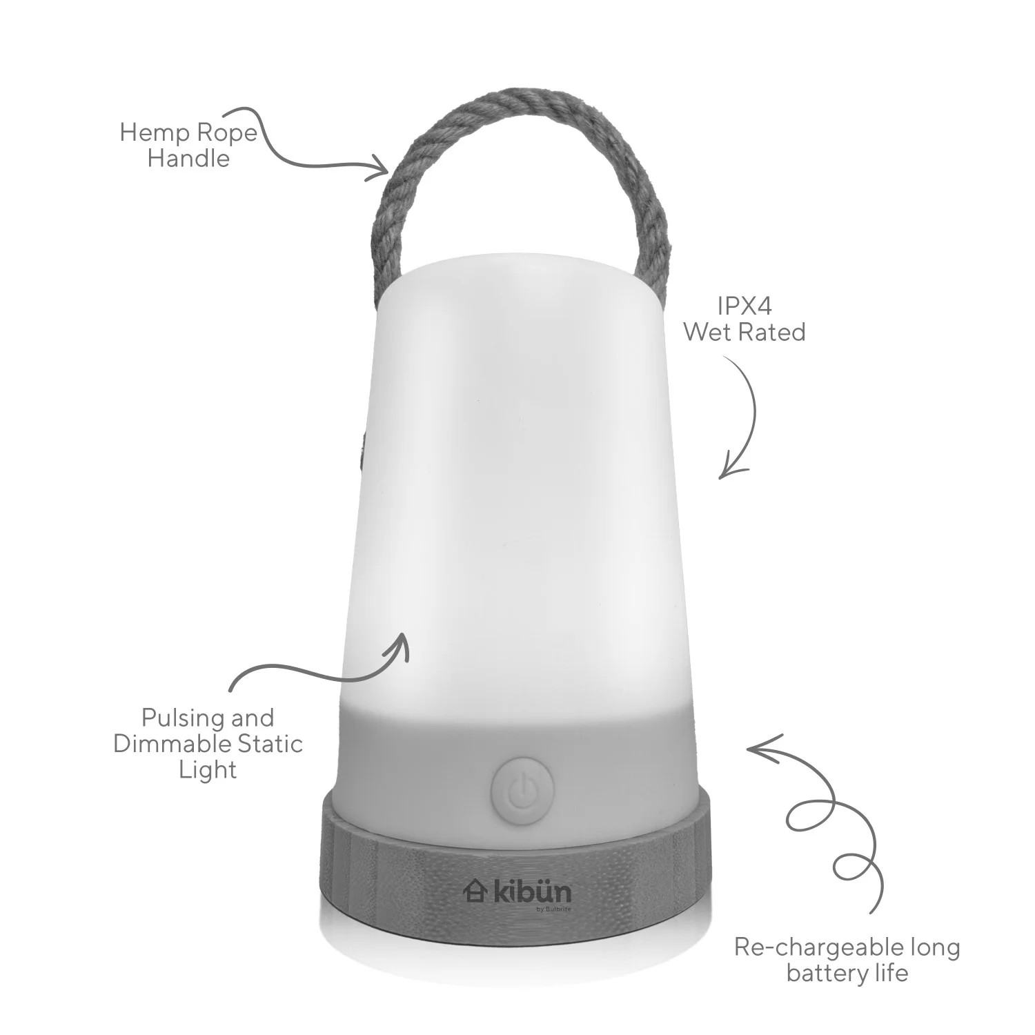 Groove Cordless LED Outdoor Table Lamp With Dimmer, Built-In Rechargeable Battery, 3-Level Brightness, White - view 4