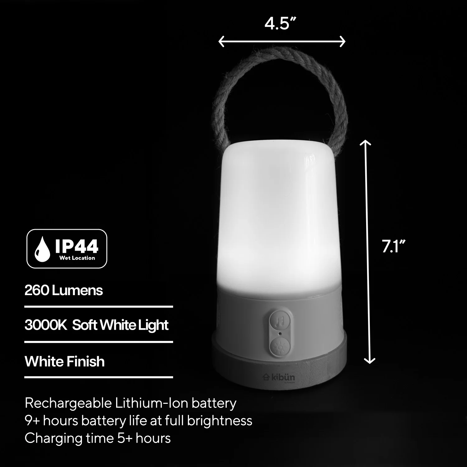 Groove Cordless LED Outdoor Table Lamp With Dimmer, Built-In Rechargeable Battery, 3-Level Brightnes...
