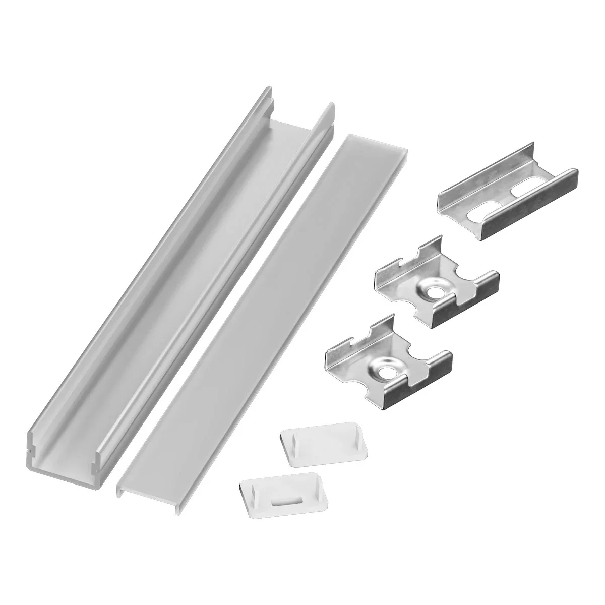 GT Extrusion, 2M Single Bundle, Aluminum Finish, High Grade Diffusion Lens, End Caps, Mounting Clips, Splicing Strip