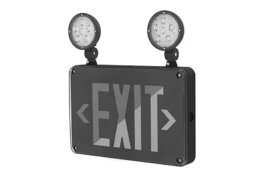 Halco Emergence Series Wet-Location Combination Exit Sign/EM Unit, Black Housing, Field-Selectable Red/Green Legend, ...