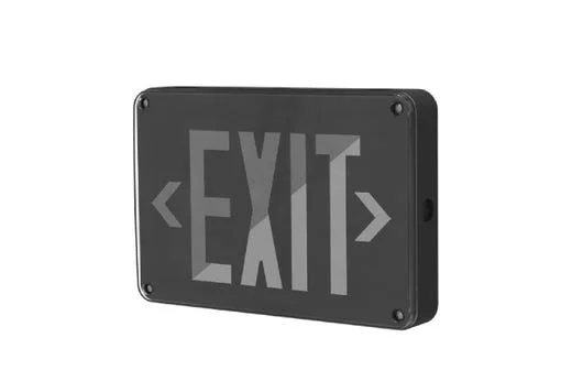 Halco Emergence Wet-Location Exit Sign, Black Housing, Field-Selectable Red/Green Legend, Field-Selectable Single/Dou...