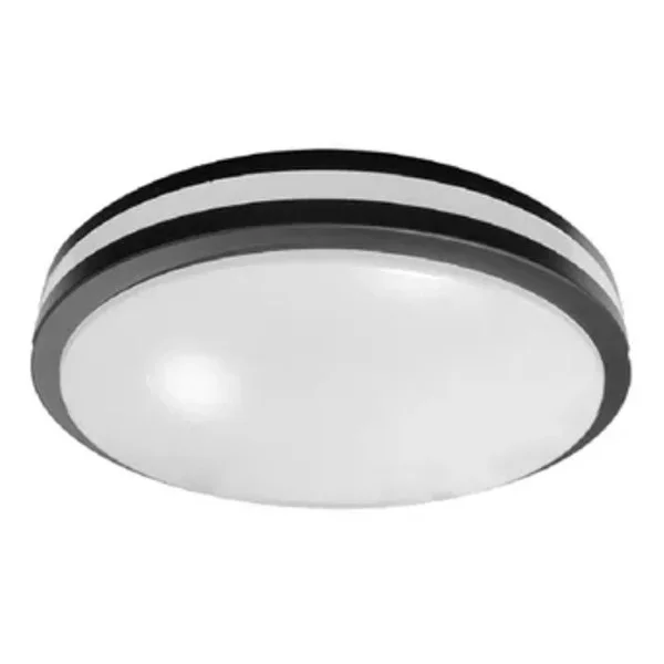 Halco Flushmount Modern Double Ring, 14", Color Selectable 2700K|3000K|3500K|4000K|5000K, Black, 120V, Triac Dimming